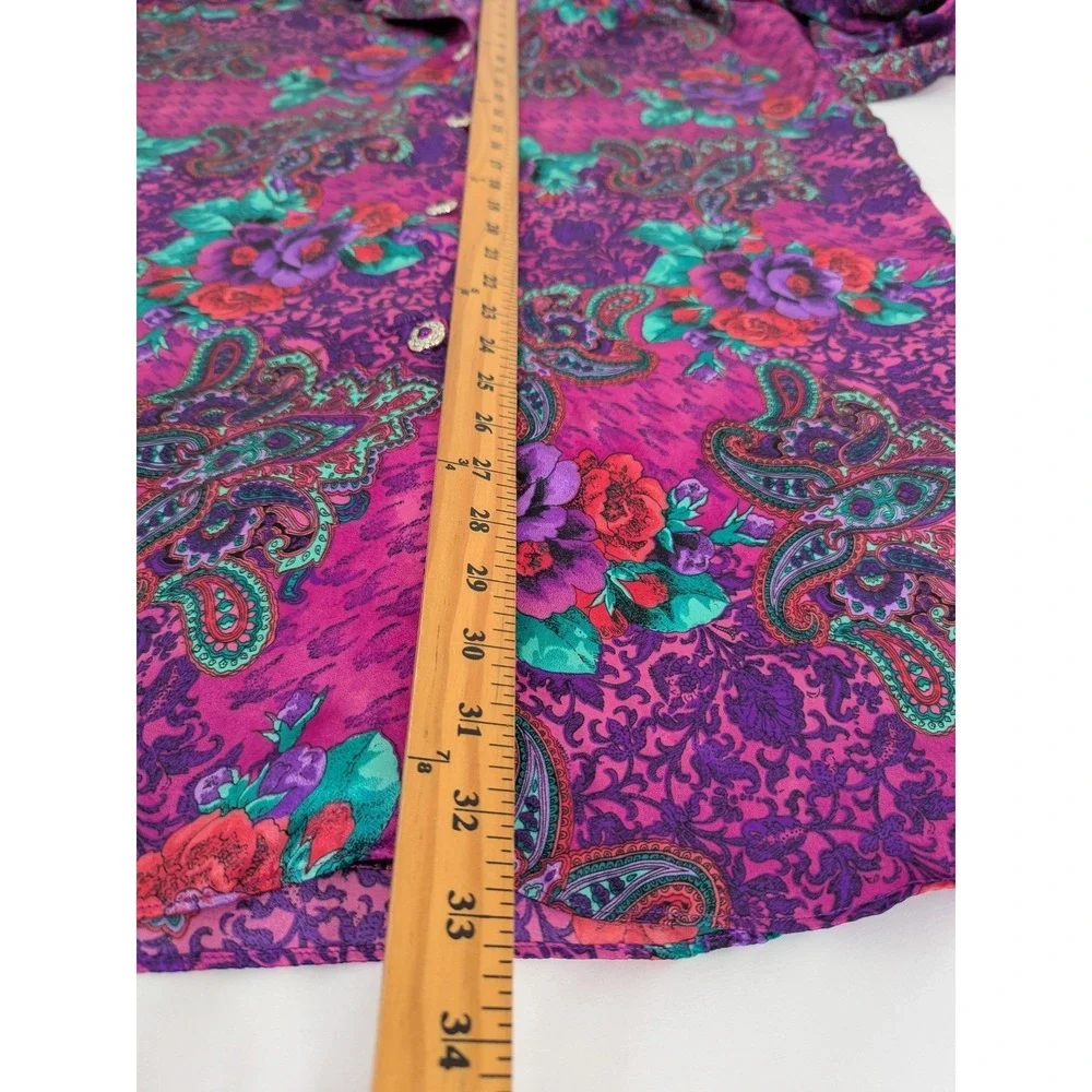 Victoria's Secret Purple Floral Paisley Ornate Buttons Satin Nightshirt Size M/L